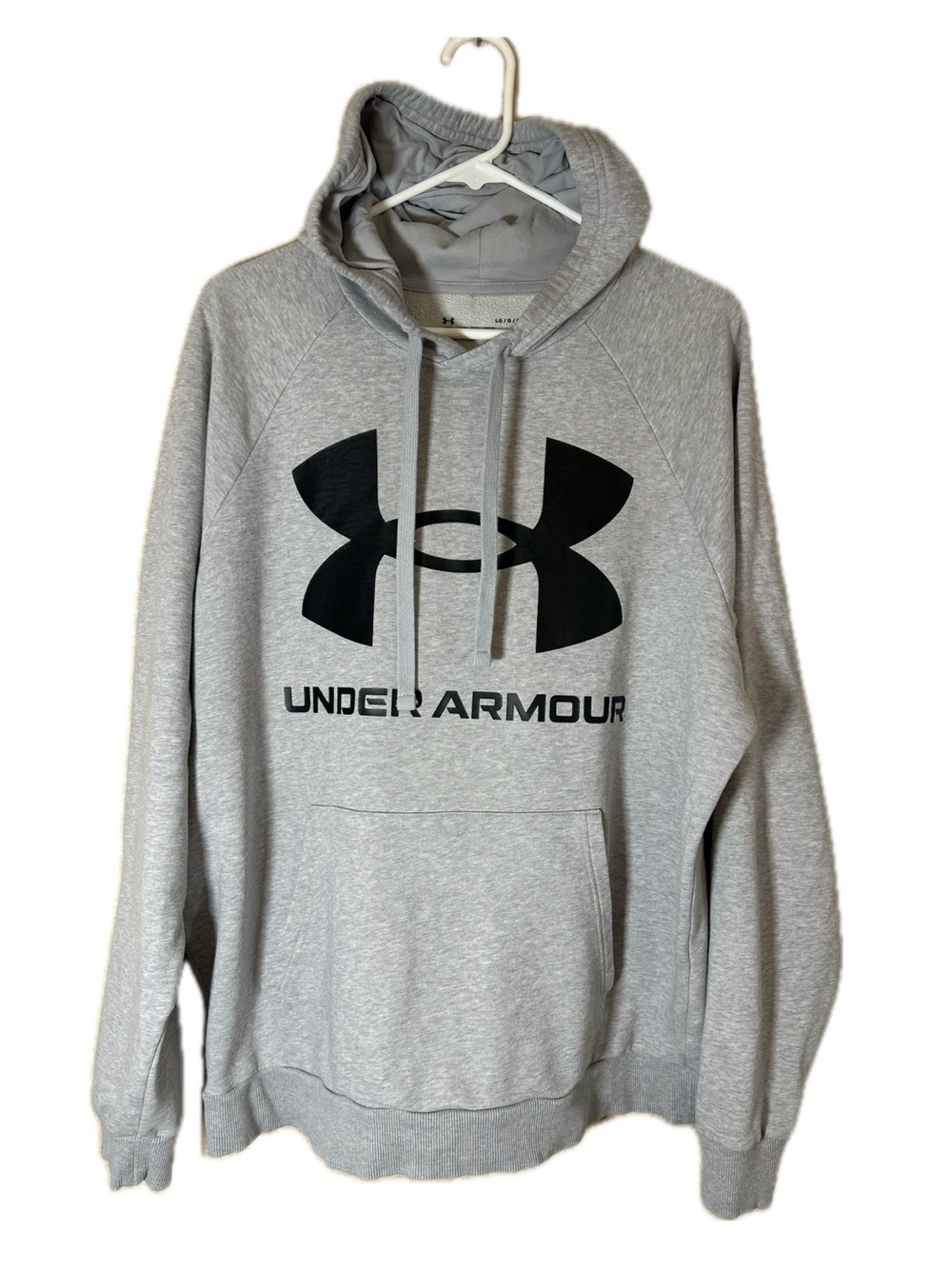 Under Armour Men’s Hoodie UA Rival Fleece big Logo Pullover Sweatshirt Gray L